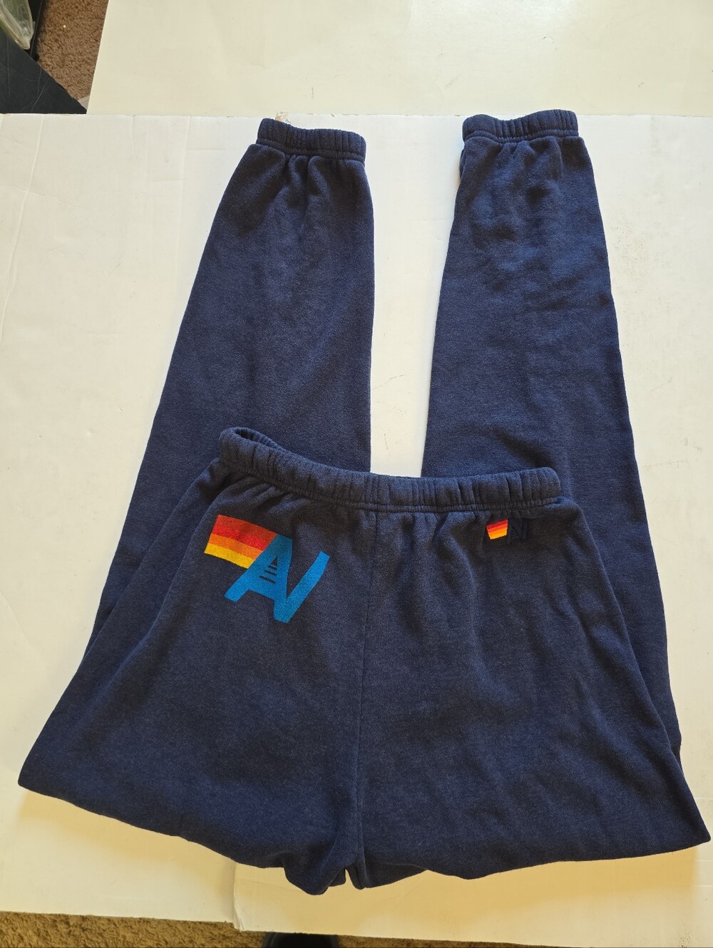 Aviator Nation 5 Stripe Womens Logo Sweatpants Size M In Navy